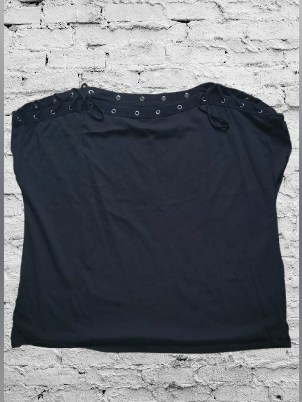 Black Torrid Women's Lace-Up Shoulder Top - Size 1x, Cotton, Dolman